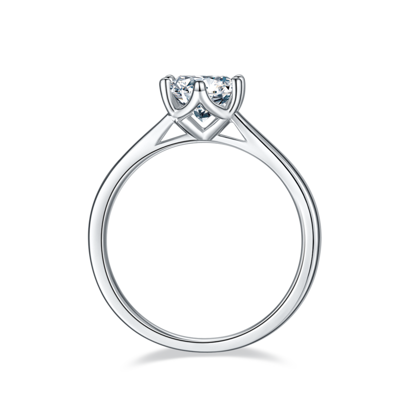 直臂新六爪S925银镀白金MoissaniteWomen's Ring1ctD级